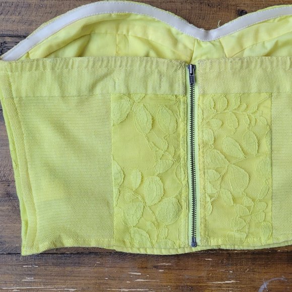 Silence+Noise bright yellow Corseted Lace Tube Top Sz 4 - Picture 6 of 7